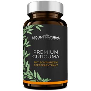 Turmeric capsules Mount Natural Curcuma capsules in a glass – high dosage