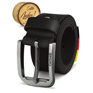 Cinturón de cuero hombre Cartvelli Premium Negro 110cm Hecho en Alemania