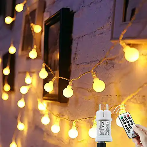 Lichterkette Außen 120 LED Kugel 15m mit 8 Modi und Fernbedienung