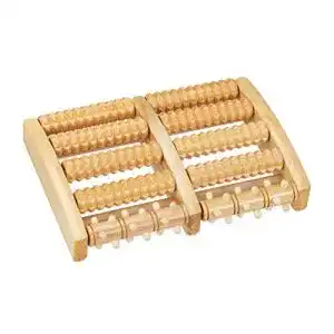 Massageroller relaxdays fuss holz 10 rollen noppen fussroller fuer