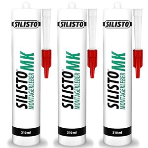 Montaj yapıştırıcısı SILISTO MK 3 x 310 ml, doğal beyaz renk, inşaat yapıştırıcısı