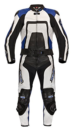 Motorradbekleidung XLS Lederkombi Zweiteiler Blue Carbon schwarz