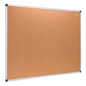 Amazon Basics tablón de anuncios de corcho, 90 x 120 cm, estructura de aluminio