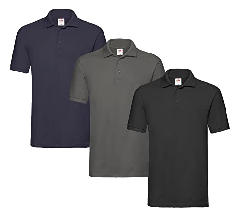 Poloshirt Herren Fruit of the Loom 3er Premium Herren Polo-Shirt