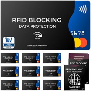 Bloqueador RFID BLOCKARD Fundas protectoras NFC probadas por TÜV (12 piezas)