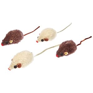 Mouse da gioco Topo di peluche Nobby con sonaglio, 5 cm, 1 x 4 pezzi