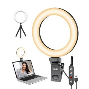 Streaming lys Pnitri ring light laptop, 6,3" videokonference lys