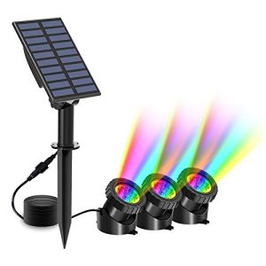 Dambelysning T-SUN Solar, RGB solar undervannsspotlight LED