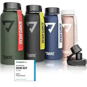 Thermoflasche above trinkflasche edelstahl 1l i 2 verschluesse