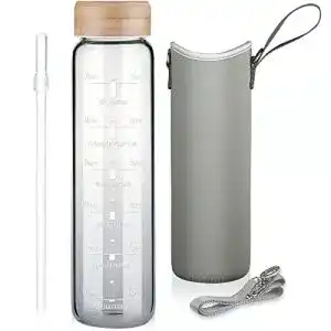 Trinkflasche glas ferexer 1 liter trinkflasche glas mit strohhalm 1