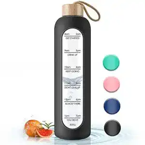 Trinkflasche glas gistome trinkflasche glas 1l mit zeitmarkierungen 1