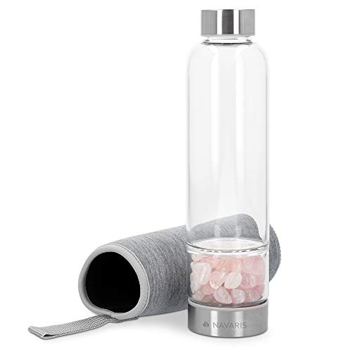 Trinkflasche-Glas Navaris Wasserflasche mit Mineralstein