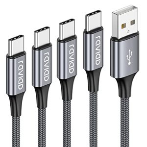 USB-C hızlı şarj kablosu RAVIAD USB Tip C kablosu, 4'lü paket