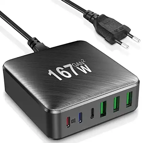 Cehency 167W USB C Schnellladegerät mit 6 Ports und GaN Technologie