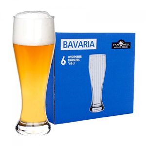Copos de trigo Van Well conjunto de 6 copos de cerveja de trigo Bavaria transparentes