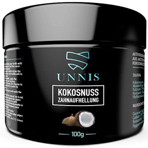 Zahnaufheller UNNIS ® Natürliche Kokosnuss Aktivkohle Pulver