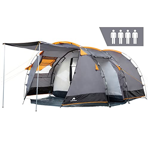 4-Personen-Zelt CampFeuer Zelt Super+ für 4 Personen | Grau/Schwarz
