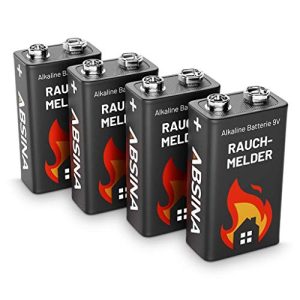 9V-Batterie ABSINA Rauchmelder Batterie 9V Block – 4er Pack Alkaline