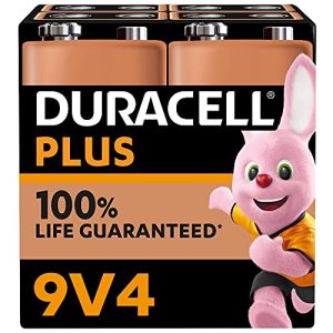 9V-Batterie Duracell Plus 9V Blockbatterie, 4 Stück, 9 Volt Batterie