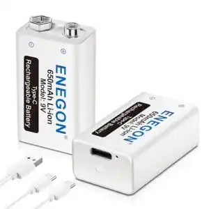 9v batterie enegon 9v block 650mah li ion 6f22