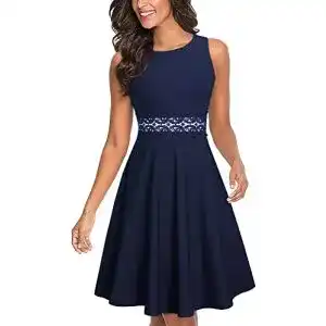 Abendkleid kurz homeyee damen vintage rundhalsausschnitt