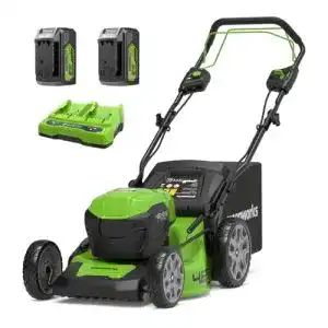 Akku rasenmaeher mit radantrieb greenworks 48v 2x24v