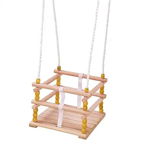 Babyschaukel Outdoor Idena 40192 – Gitterschaukel aus Holz für Kleinkinder