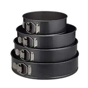 Backform relaxdays grau metallic springform set 4 teilig rund