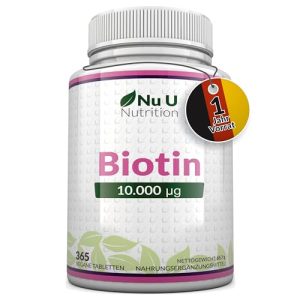 Biotin Nu U Nutrition hochdosiert 10.000 mcg, 365 vegane Tabl.