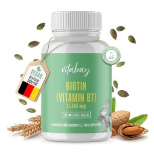 Comprimidos de biotina vitabay em alta dose 10.000 mcg, 200 veganos