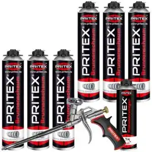 Brunnenschaum pritex set aus 6 x 750 ml pistolenschaum inkl
