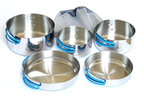 Camping cookware stainless steel ALB 5-piece set