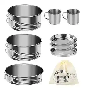 Camping kochgeschirr edelstahl hikpeed 8 pcs edelstahl