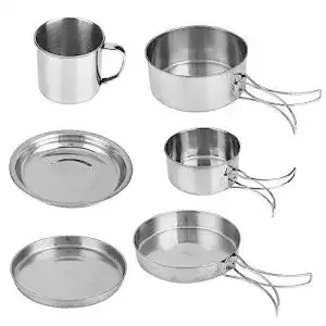 Camping kochgeschirr edelstahl vgeby1 klapptopf set 8 teile