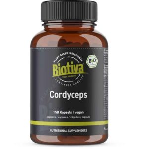 Cordyceps Biotiva Kapseln Bio, 150 Stück, 100% Bio, Kernkeulen