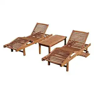 Deckchair teak ass 2x hochwertige teak sonnenliege gartenliege