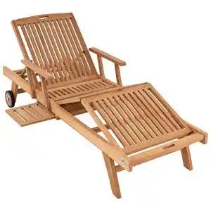 Deckchair teak divero sonnenliege garten relax liege teak holz