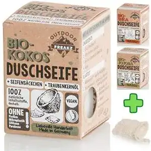 Duschseife outdoor freakz bio mit seifensaeckchen ohne plastik