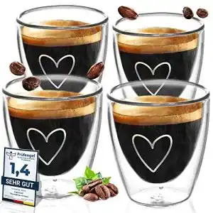 Espresso tassen elbfuchs espressotassen set herz 4x 80ml