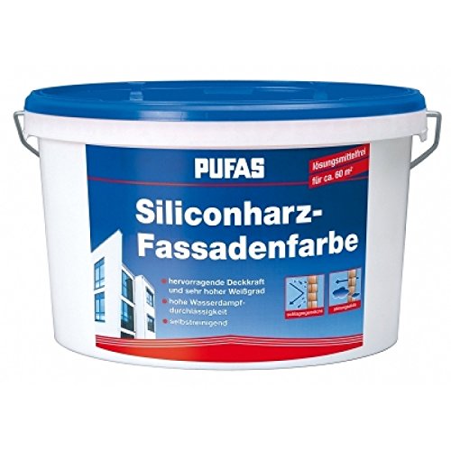 Fassadenfarbe PUFAS Siliconharz 10,000 L, 231, Extra Weiß, 10 l