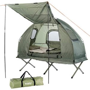 Cama de acampamento com barraca