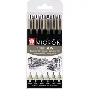 Fineliner sakura pigma micron set 6 stifte schwarz