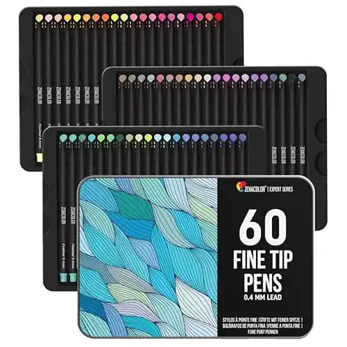 Fineliner Zenacolor Filzstifte Set mit 60 Farben und 0,4 mm Spitze