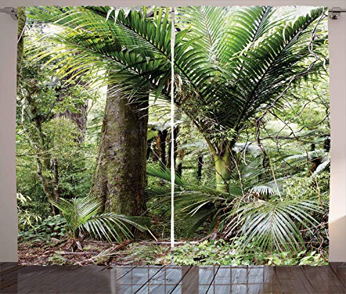 Fotogardinen ABAKUHAUS Wald Rustikaler Gardine, Laub Jungle Entwurf
