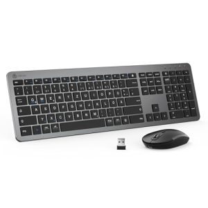 Funktastatur iClever GK08 Tastatur und Maus Kabellos - 2.4G Ultraslim - funktastatur iclever gk08 tastatur und maus kabellos 2 4g ultraslim