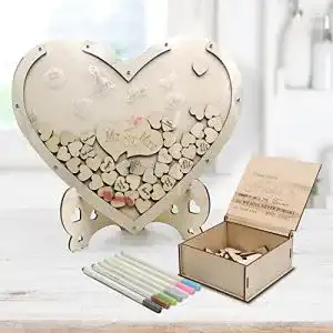 Gaestebuch bosillsm hochzeit holz mit 80 beschreibbare herzen