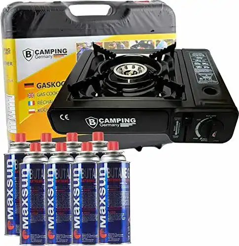 Gaskocher Sena Camping mit 4 Gaskartuschen und 1 Flamme