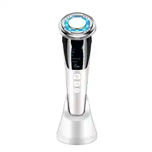 Gesichtsmassagegeraet mismon multifunktionales rotes blaues led