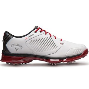 Sapatos de golfe Callaway masculino Xfer Nitro, branco (branco/cinza/carmesim)