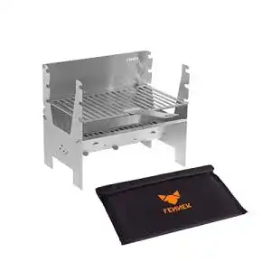 Grill fennek light mobiler und steckbarer holzkohle edelstahl